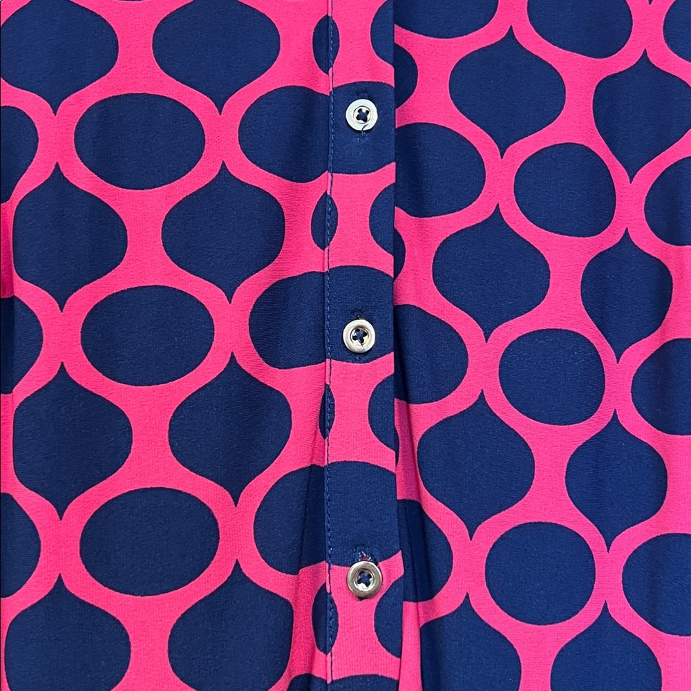 Diane Von Furstenberg Pink and Navy Circle Dress - Picture 3 of 11